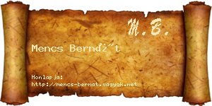 Mencs Bernát névjegykártya